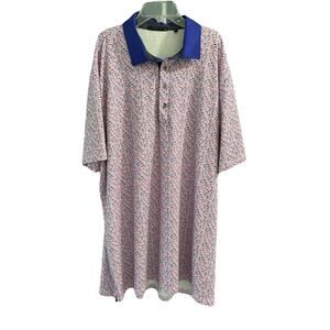 Greyson Golf Tennis Polo Shirt Pink / Royal Blue Wolves All Over Men's XXL *Logo